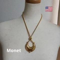 MONET ヴィンテージ ゴールドロングネックレス スネークチェーン 