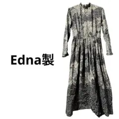 【一点もの】ヴィンテージ ハンドメイド 総柄ワンピース ハイネック Edna製