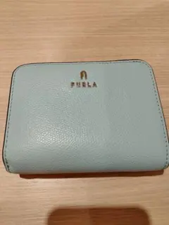 FURLA 二つ折り財布 ライトブルー牛革数回使用美品のサムネイル