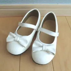 バブルブーン　ホワイト　リボン付き　フォーマルシューズ　18センチ