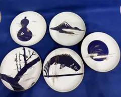 高級　有田焼 其泉（きせん）銘々皿 5枚セット 富士山 鯉 瓢箪 縁起物 金彩 高級 有田焼 其泉（きせん）銘々皿 5枚セット 富士山 鯉 瓢箪 縁起物