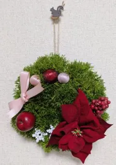 ポインセチアのクリスマスリース 30cm【ハンドメイド】