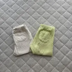 ホワイト、ライム コットンUNIQLOレギンス2枚セット