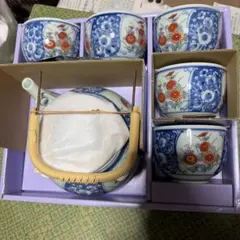 和食器 有田焼 荻窯 小鉢5客急須セット 花柄 染付