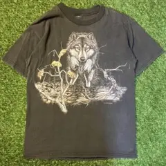 ［希少］90s カナダ製 狼 アニマル ヴィンテージTシャツ グリーン 希少］90s カナダ製 狼 アニマル柄 ヴィンテージTシャツ グリーン L