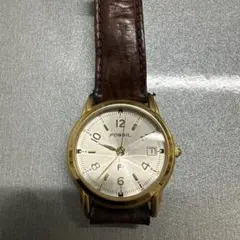 FOSSIL メンズ腕時計 ゴールド ブラウンレザーベルトのサムネイル