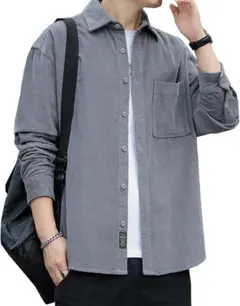 シャツ メンズ 秋 長袖 無地 カジュアル L