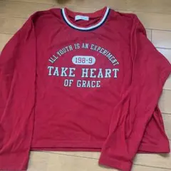 こども服 レディース 長袖 赤 汚れなし Tシャツ