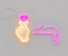 ネオン LED ハンドサイン+猫 ネオン風LED照明