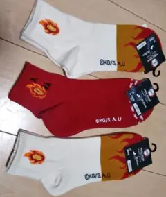 【難あり】GU　鬼滅の刃　コラボ　煉獄杏寿郎 靴下　ソックス　３足　まとめ売り