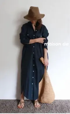 美品 DOORS リネン100% チェックワンピース Aライン ロング 麻 - メルカリ