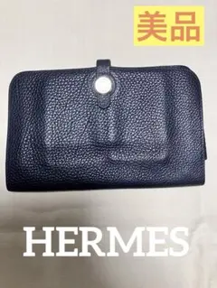 HERMES ドゴン ロング 二つ折り財布 ブラックのサムネイル
