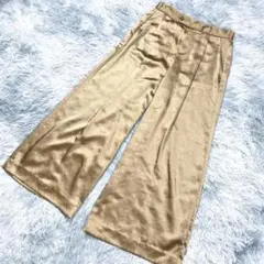 バナナリパブリック　ガウチョパンツ　サテン風　とろみ　サイズ2　ブロンズゴールド