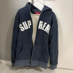 【Supreme】シュプリーム10AW アーチロゴ ジップパーカー デニム風 紺 Supreme】シュプリーム10AW アーチロゴ ジップパーカー デニム風