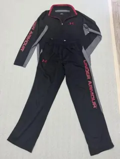 UNDER ARMOUR ジャージ 上下セット ブラック レッド SM
