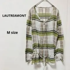 LAUTREAMONT シアーシャツ　M チェック柄　長袖　ノーカラー