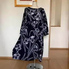 詩仙堂 ちりめん ワンピース チュニック 和柄 ヒトシタムラ 花柄 詩仙堂 ちりめん ワンピース チュニック 和柄 ヒトシタムラ 花柄