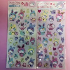 2010年製 レア★ハローキティ透明箔シール 小物 フレンド 2枚セット M