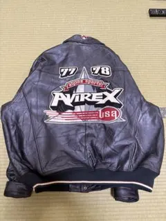 【身幅80cm！超希少4XL】AVIREX オールレザースタジャン訳ありゆるだぼのサムネイル