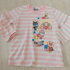 アンパンマン 長袖カットソー 95cm ピンクストライプ