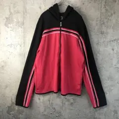 Y4409古着　トレーナー　スウェット　パーカー　フルジップ　ピンク　黒　白