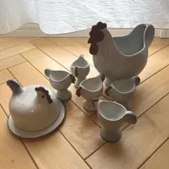 リサ　ラーソン　置物　ニワトリ　親子　エッグカップ　セット にわとりの親子セット［かしわ窯］