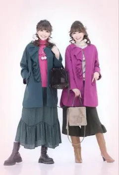 &LOVE　マサミサトミ　ノーカラーコート　ノーブルフェミニンコート　フリル　L