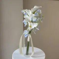 36.【ブートニア付】ウェディングブーケ　アーティシャルフラワー造花