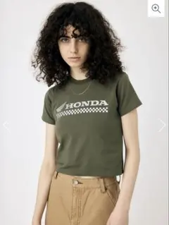 即日発送★MOUSSY✖️HONDA コラボ ラインストーン Tシャツ カーキ F