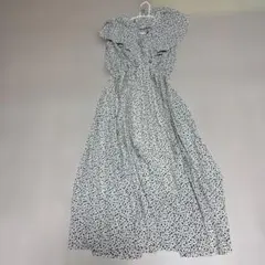 小花柄フリル半袖ロングワンピース