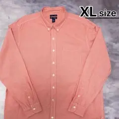 GAP　ボタンダウンシャツ　長袖　XL　ピンクオレンジ　ギンガムチェック柄　古着