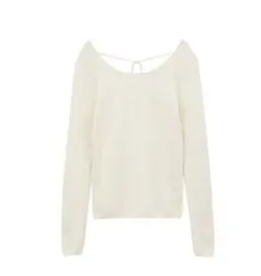CLANE アレンジリボンニットトップス　アイボリー