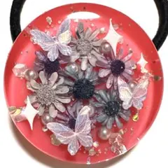 レジン ヘアゴム 蝶々 ドライフラワー パール 金箔No.19 - メルカリ