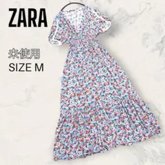 【ほぼ未使用】ZARA フローラル プリント ティアード ミディ ドレス