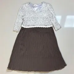 ミルクティー　授乳服 レース切り替え プリーツワンピース M〜L相当