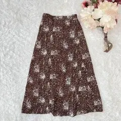 clear花柄フレアスカート（F）ブラウン　裏地あり　ロングのサムネイル