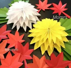 立体的菊壁面飾り　秋壁面飾り　紅葉壁面飾り　10月壁面飾り　11月壁面飾り