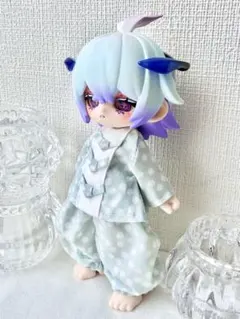 ブラインドドール1/12相応サイズ対応　カンフーパジャマ　水玉