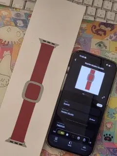 箱つき純正超綺麗apple watch モダンバックル　ルビー　40　s