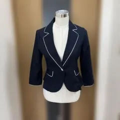 ネイビー テーラードジャケット 七分袖