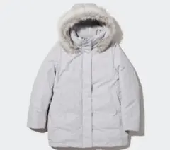 【美品】UNIQLO ユニクロ ハイブリッドダウンコート ライトグレー Ｓ