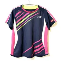TSP 卓球ユニフォーム レディースL ゲームシャツ ピンク ネイビー 試合