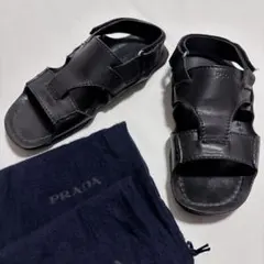 【PRADA】プラダ レザーサンダル メンズ 革 ブラック 7サイズ 収納袋付き