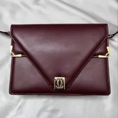 バーガンディ レザー ショルダーバッグ