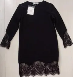 新品タグ付き J.C Fashion レース袖＆裾 ワンピース ブラック