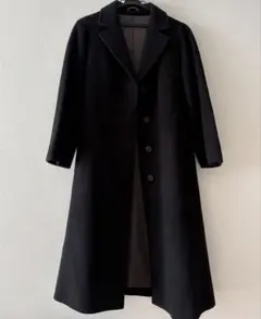 大きいサイズ【vintage】ウール マキシ丈ロングチェスターコート 黒 3L 