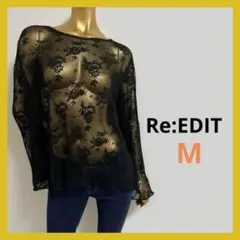 新品 Re:EDIT レース 長袖 トップス M ブラックのサムネイル
