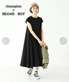 Champion×BEAMS　BOY　別注　Aライン ワンピース　S ブラック