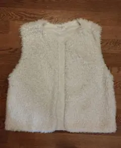 美品beauty&youth ボアフェイクファーベスト白アイボリー