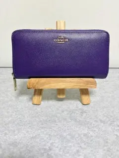 一*星様 (再度出品)正規品COACH パープル レザー 長財布